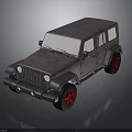 Classic Gray Jeep Off Road Vehicle With Red Wheels And Hardtop Design