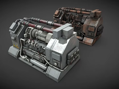 Industrial Mechanical Equipment With Complex Metal Pipes Gears And Gray Brown Structure 3d model