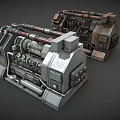 Industrial Mechanical Equipment With Complex Metal Pipes Gears And Gray Brown Structure