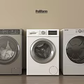 Three Poliform Front Load Washing Machines Gray and White Modern Design