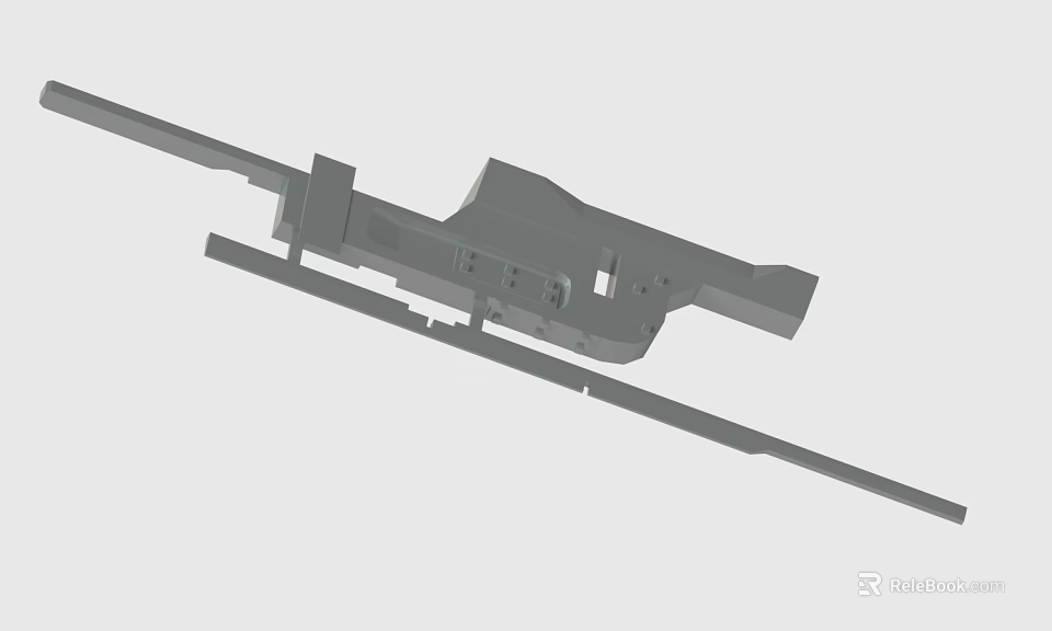 Gray Mechanical Component 3D Model Design Featuring Long Strip Structure And Fixing Parts 3d model 