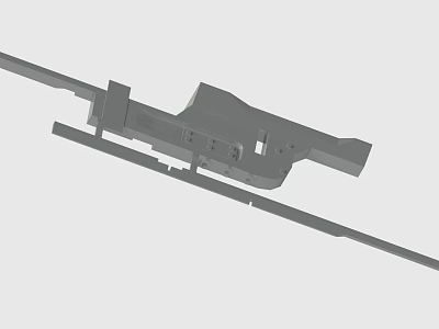 Gray Mechanical Component 3D Model Design Featuring Long Strip Structure And Fixing Parts 3d model