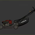 Red Engine Push Type Lawn Mower With Black Handle And Wheels