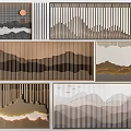 Modern Room Dividers With Geometric Patterns Mountain Contours Vertical Lines And Neutral Tones