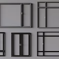 Black Frame Casement Windows With Various Design Styles For Home Use 3d model