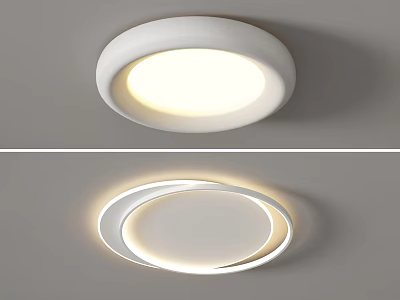 Modern White Circular Ceiling Light With Soft Illumination For Indoor Use 3d model