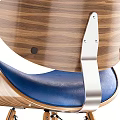 Modern Design Leisure Chair With Blue Upholstered Seat Wooden Frame And Metal Legs