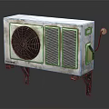 Sharp Vintage Air Conditioner Fan with White Body Fan Grill Heat Sink on Metal Stand