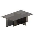 Modern Amber Transparent Coffee Table With Geometric Stacked Panel Design