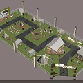 Garden Landscape Design With Tents Winding Paths Greenery And Seating Areas