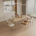 Log Dining Table and Chair Combination Sideboard 3d model