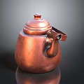 Vintage Copper Teapot as Classic Household Item with Lid Spout and Handle
