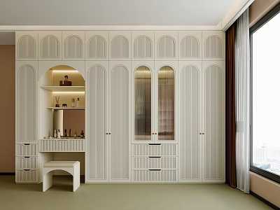 Minimalist Wardrobe with sliding door Wardrobe Open Wardrobe Glass Wardrobe Finished Wardrobe Cream Style Wardrobe 3d model