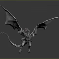 Silver Metallic Dragon 3D Model With Extended Wings And Detailed Texture 3d model