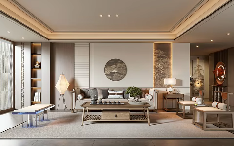 New Chinese Living Room 3d model