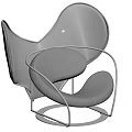 Modern Leisure Chair With Unique Curved Design Light Gray Fabric And Metal Frame