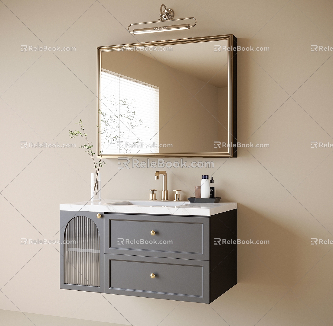 French Bathroom Cabinet Bathroom Cabinet Washstand Bathroom Mirror 3d model