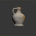 Handcrafted Ceramic Vase Sculpted Design With White Body Orange Accents Handle And Base