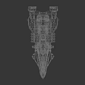 Futuristic Cosmic Spaceship With Metallic Gray Red Exterior And Intricate Engine Structure