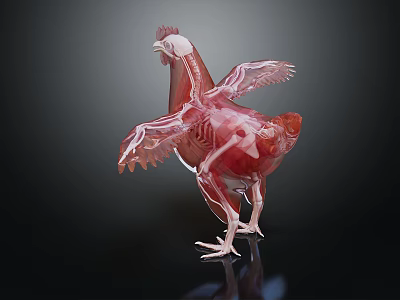 Medical Device 3D Rendered Chicken Anatomical Model Showing Internal Skeletal And Muscle Structure 3d model