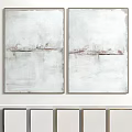 Two Abstract Paintings With White Background And Brown Horizontal Strokes 3d model