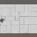 Natural Stone Textured Wall Design In Modern Interior With Decorative Green Plant