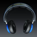 Bellinger Black and Blue Headphones with Leather Headband Metallic Accents and Over Ear Earpads