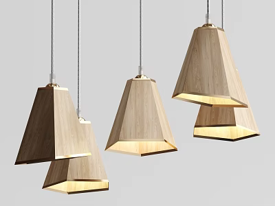 Wooden Conical Pendant Lights With Warm Glow For Modern Interior Decoration 3d model
