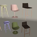 Modern Bar Stools With Stylish Designs And Multiple Color Options For Home Use 3d model