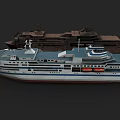 Vintage Weathered Ship and Modern White Blue Passenger Ship with Upper Deck Designs