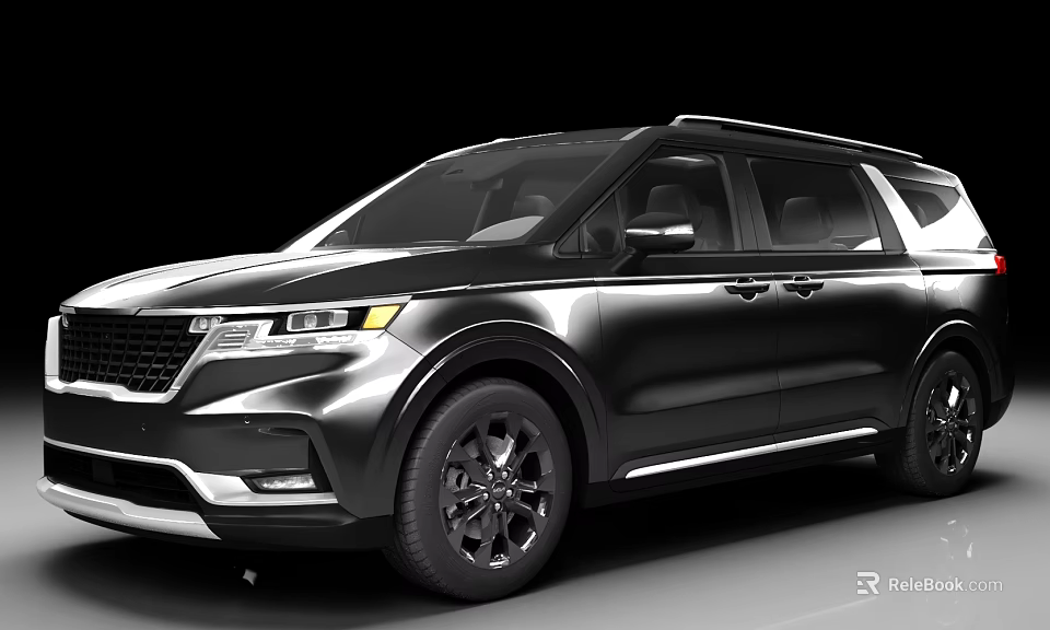 Sleek Black SUV With Modern Front Grille LED Headlights And Alloy Wheels 3d model 