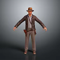 Brown Leather Jacket With Gray Shirt Brown Pants Hat And Holster Daily Use Items
