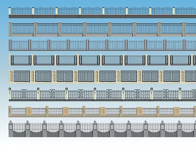 Building Exterior Wall Design With Various Decorative Railings And Layered Structures 3d model