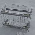 Building Component Double Deck Scaffolding With Metal Frame And Platform Planks 3d model