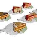 Assorted Cake Slices with Chocolate Drizzle Fresh Fruits and Cream Layers