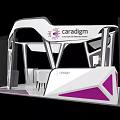 Sanatem Modern Exhibition Booth Design With Medical Display Seating And Purple Accents