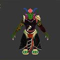 Mythical Man With Horns Red Skin And Black Outfit With Gold Details