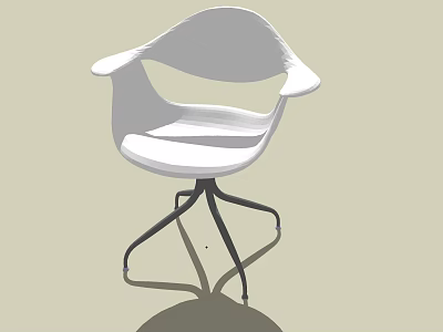 Modern White Office Chair With Armrests And Black Metal Base Design 3d model