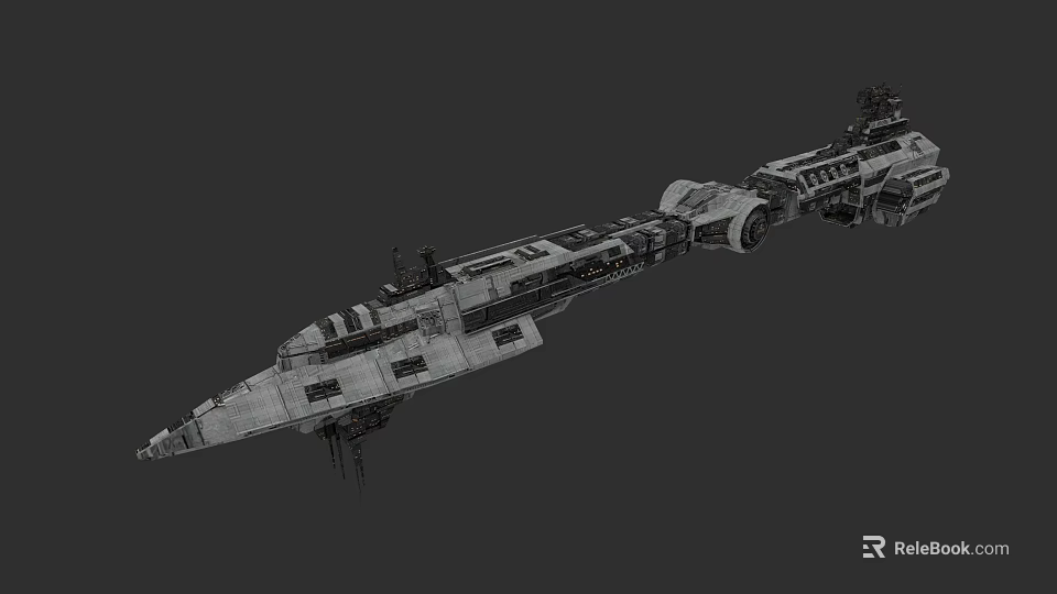Sci Fi Warship 3D Model Featuring Long Hull And Detailed Military Structure 3d model 