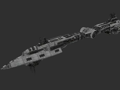 Sci Fi Warship 3D Model Featuring Long Hull And Detailed Military Structure 3d model