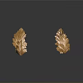 Golden Leaf Shaped and Star Shaped Decorative Ornament Set with Shiny Accents