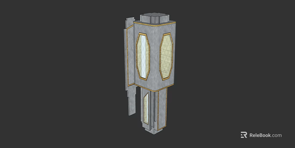 Modern Geometric Wall Lamp With Glass Panel And Metal Frame Design 3d model