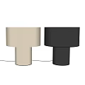 Modern Minimalist Table Lamps With Dark And Light Fabric Shades And Cylindrical Bases