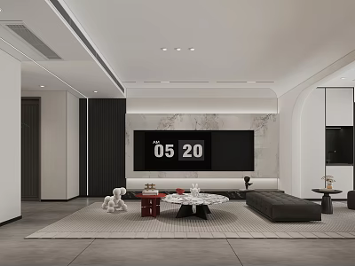 Modern Living Room Interior Design With TV Wall Sofa And Coffee Table Decor 3d model