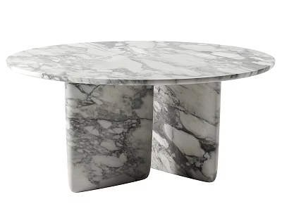 Marble Dining Table with Round Top and Square Marble Legs for Modern Elegant Interior 3d model