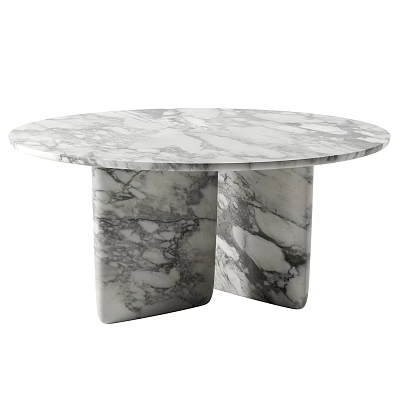 Marble Dining Table with Round Top and Square Marble Legs for Modern Elegant Interior 3d model