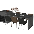 Modern Dining Table and Chair Combination Dining Chair Single Chair Island Table Dining Table 3d model