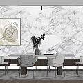 Modern Dining Table and Chair Combination Dining Table and Chair 3d model