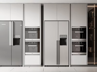 Modern Open Kitchen Interior With Sleek Island Counter And Stainless Steel Kitchen Appliances 3d model