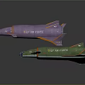 Colorful Purple And Green Airplanes With Streamlined Body And Orange Accents Design